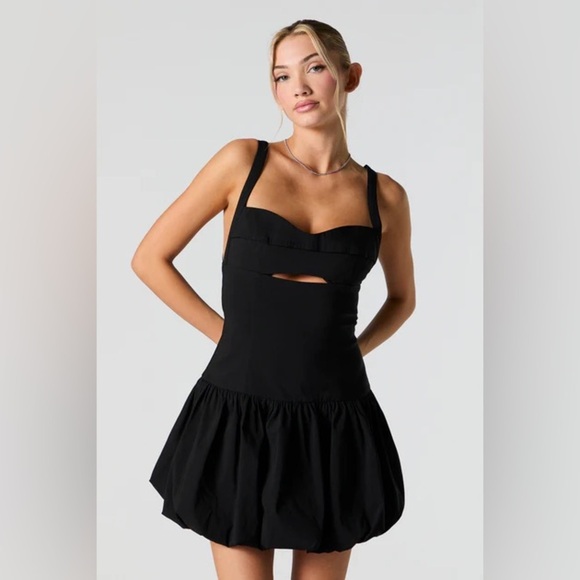 Zara dress little black balloon cut out fitted bodycon evening cocktail party - Picture 6 of 16